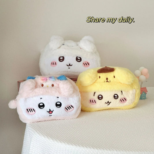 Trousse Kawaii Peluche Chat – Style INS Coréen, Pochette Douce & Grande Capacité