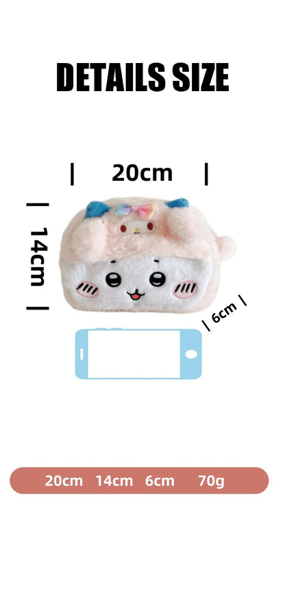 Trousse Kawaii Peluche Chat – Style INS Coréen, Pochette Douce & Grande Capacité