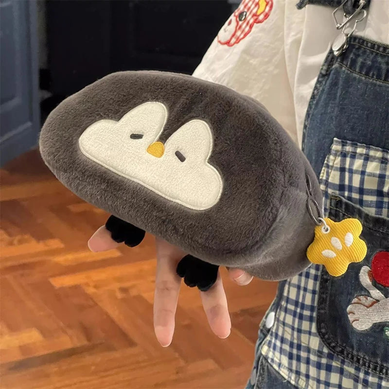 Trousse Kawaii Pingouin – Peluche Douce & Grande Capacité pour Stylos
