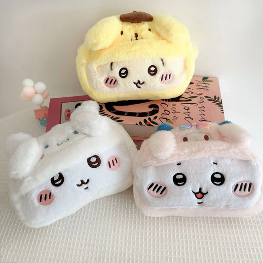 Trousse Kawaii Peluche Chat – Style INS Coréen, Pochette Douce & Grande Capacité