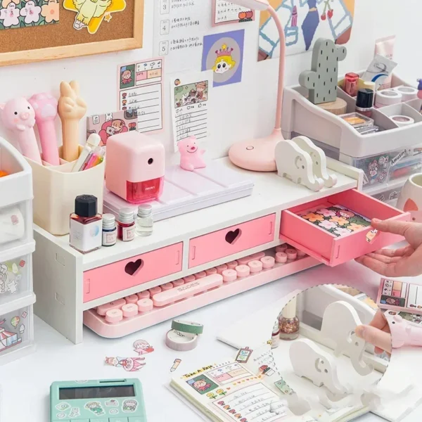 Support de Bureau Kawaii – Rangement pour Ordinateur, Fournitures & Stationery, Support Écran