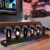 Horloge Digitale Rétro Nixie Tube RGB – Contrôle Wi-Fi, Lumière Analogique IPS, Mode Météo & APP