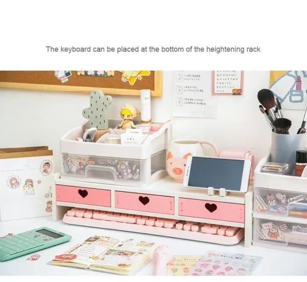 Support de Bureau Kawaii – Rangement pour Ordinateur, Fournitures & Stationery, Support Écran
