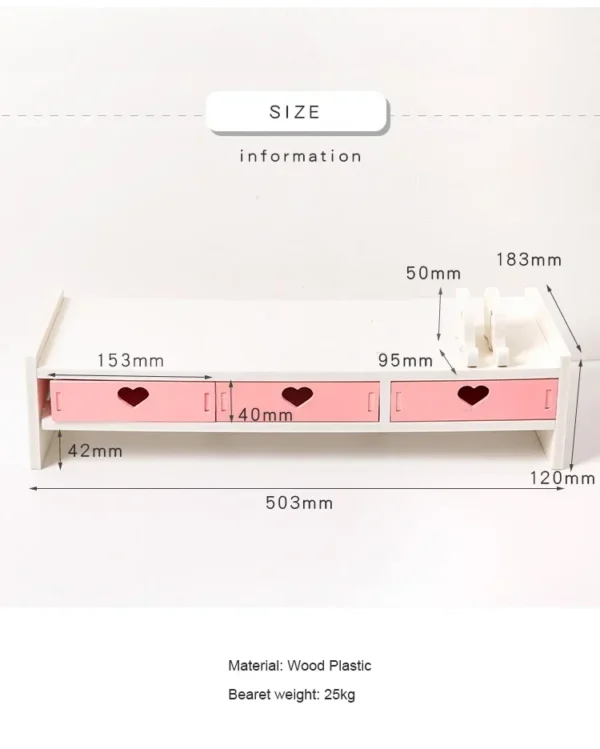 Support de Bureau Kawaii – Rangement pour Ordinateur, Fournitures & Stationery, Support Écran