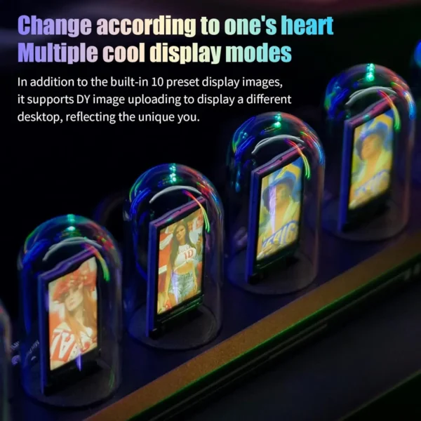 Horloge Digitale Rétro Nixie Tube RGB – Contrôle Wi-Fi, Lumière Analogique IPS, Mode Météo & APP