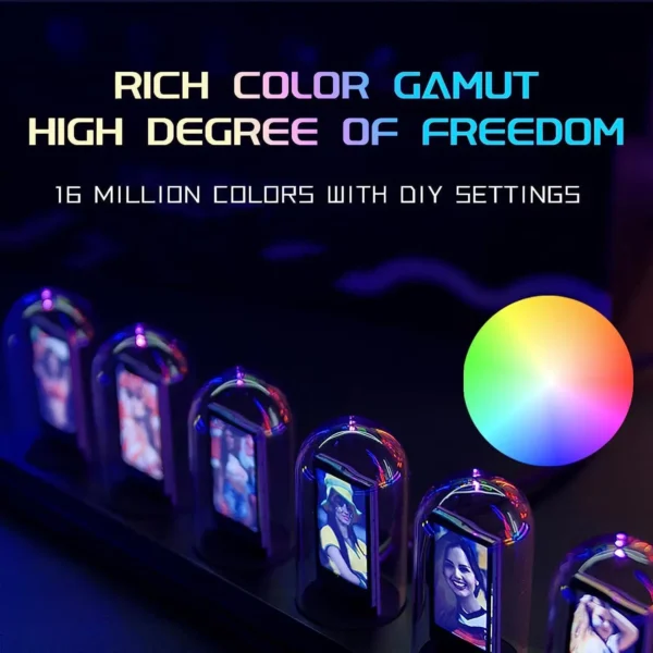 Horloge Digitale Rétro Nixie Tube RGB – Contrôle Wi-Fi, Lumière Analogique IPS, Mode Météo & APP