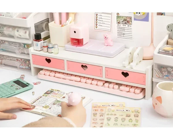 Support de Bureau Kawaii – Rangement pour Ordinateur, Fournitures & Stationery, Support Écran