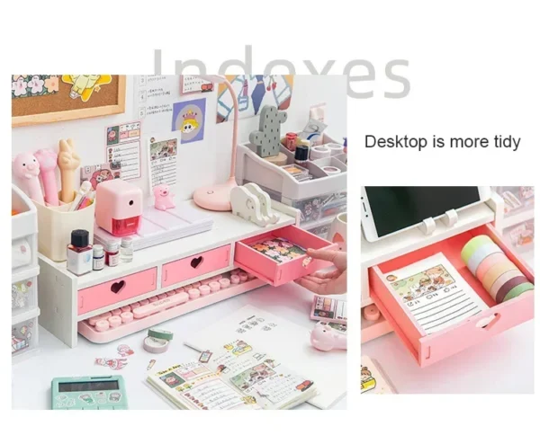 Support de Bureau Kawaii – Rangement pour Ordinateur, Fournitures & Stationery, Support Écran