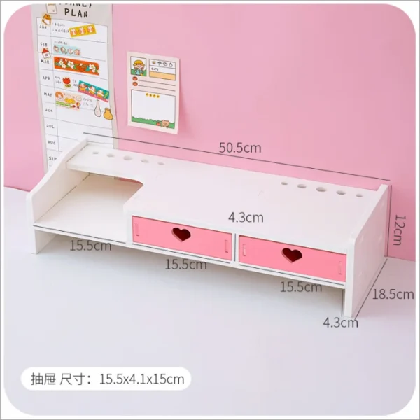 Support de Bureau Kawaii – Rangement pour Ordinateur, Fournitures & Stationery, Support Écran
