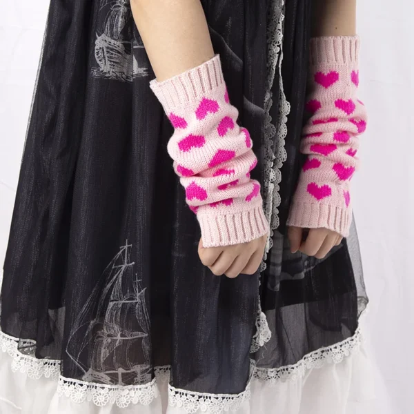 Mitaines Sans Doigts Cœur Y2K Goth Lolita : Affirmez Votre Style Unique avec une Touche d'Amour !