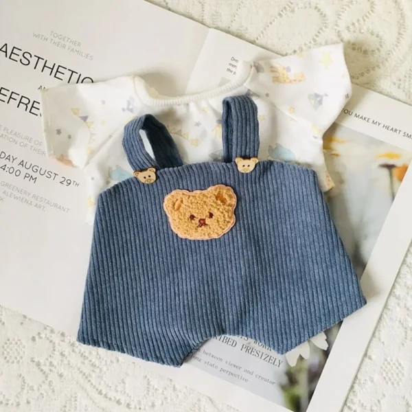 Lina Bear 30cm Doll Clothes Handmade Change Clothes T-shirt and Suspenders Suit Stuffed Cartoon Jointed Bear Dolls Outfit