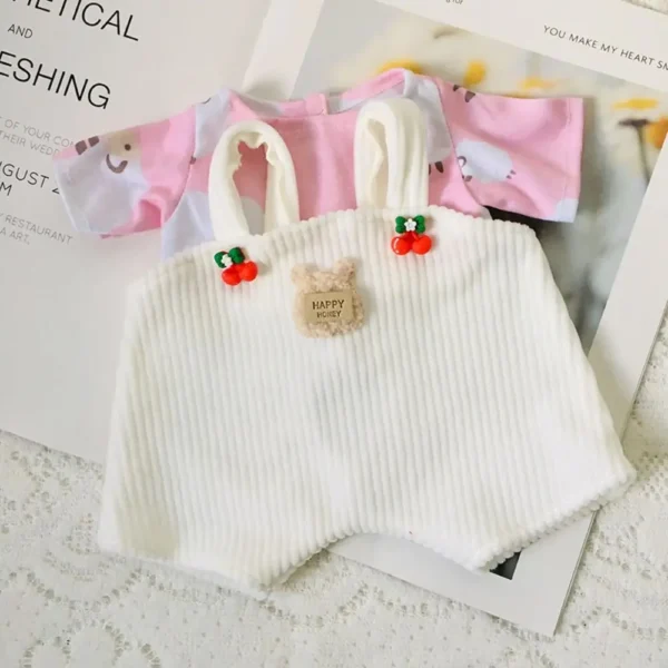 Lina Bear 30cm Doll Clothes Handmade Change Clothes T-shirt and Suspenders Suit Stuffed Cartoon Jointed Bear Dolls Outfit