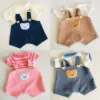 Lina Bear 30cm Doll Clothes Handmade Change Clothes T-shirt and Suspenders Suit Stuffed Cartoon Jointed Bear Dolls Outfit