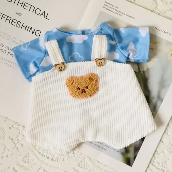 Lina Bear 30cm Doll Clothes Handmade Change Clothes T-shirt and Suspenders Suit Stuffed Cartoon Jointed Bear Dolls Outfit