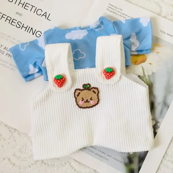 Lina Bear 30cm Doll Clothes Handmade Change Clothes T-shirt and Suspenders Suit Stuffed Cartoon Jointed Bear Dolls Outfit