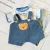 Lina Bear 30cm Doll Clothes Handmade Change Clothes T-shirt and Suspenders Suit Stuffed Cartoon Jointed Bear Dolls Outfit