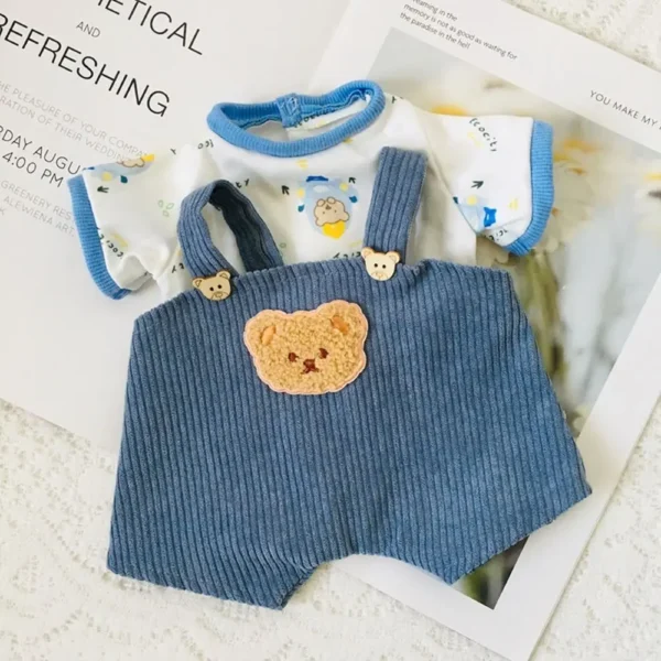 Lina Bear 30cm Doll Clothes Handmade Change Clothes T-shirt and Suspenders Suit Stuffed Cartoon Jointed Bear Dolls Outfit