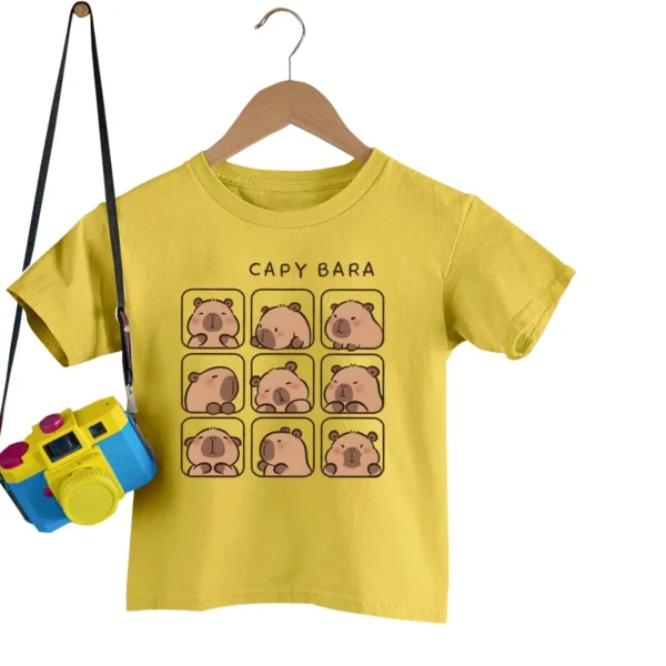 Children's Clothing Kawaii Cartoon Capybara Print Short Sleeve T-shirt Cute Capybara Lover Gift Animal Capybaras Harajuku Tshirt