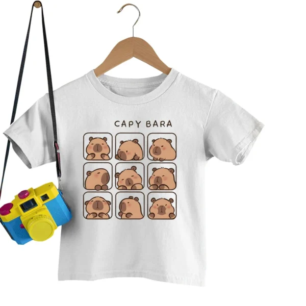 Children's Clothing Kawaii Cartoon Capybara Print Short Sleeve T-shirt Cute Capybara Lover Gift Animal Capybaras Harajuku Tshirt
