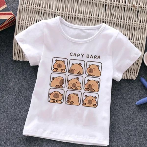 Children's Clothing Kawaii Cartoon Capybara Print Short Sleeve T-shirt Cute Capybara Lover Gift Animal Capybaras Harajuku Tshirt