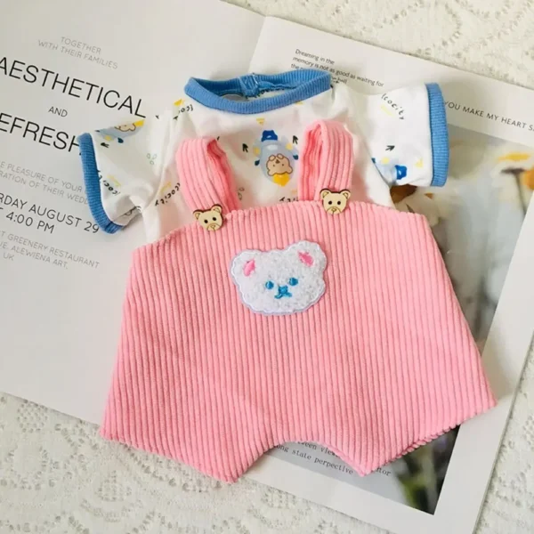 Lina Bear 30cm Doll Clothes Handmade Change Clothes T-shirt and Suspenders Suit Stuffed Cartoon Jointed Bear Dolls Outfit