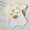 Lina Bear 30cm Doll Clothes Handmade Change Clothes T-shirt and Suspenders Suit Stuffed Cartoon Jointed Bear Dolls Outfit