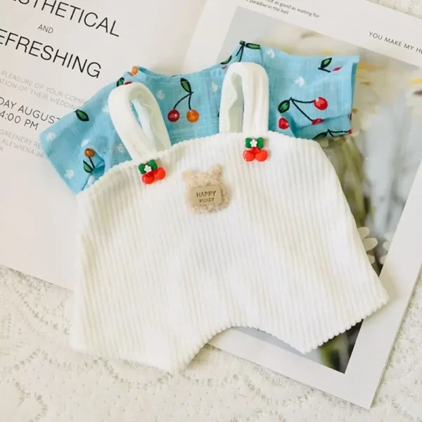 Lina Bear 30cm Doll Clothes Handmade Change Clothes T-shirt and Suspenders Suit Stuffed Cartoon Jointed Bear Dolls Outfit