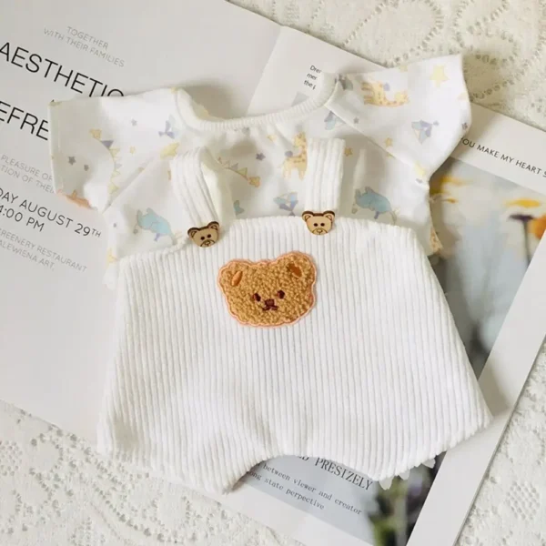 Lina Bear 30cm Doll Clothes Handmade Change Clothes T-shirt and Suspenders Suit Stuffed Cartoon Jointed Bear Dolls Outfit