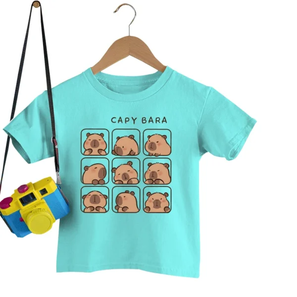 Children's Clothing Kawaii Cartoon Capybara Print Short Sleeve T-shirt Cute Capybara Lover Gift Animal Capybaras Harajuku Tshirt