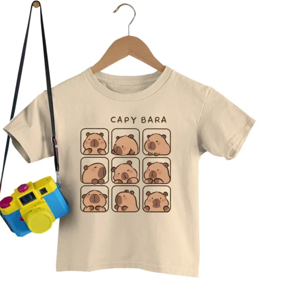 Children's Clothing Kawaii Cartoon Capybara Print Short Sleeve T-shirt Cute Capybara Lover Gift Animal Capybaras Harajuku Tshirt
