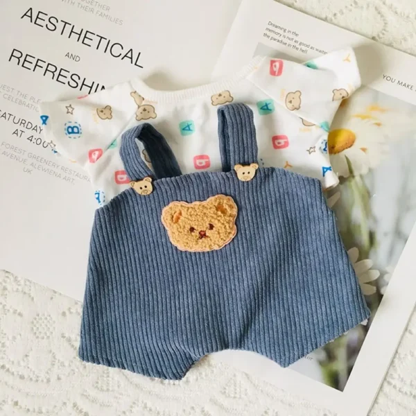 Lina Bear 30cm Doll Clothes Handmade Change Clothes T-shirt and Suspenders Suit Stuffed Cartoon Jointed Bear Dolls Outfit
