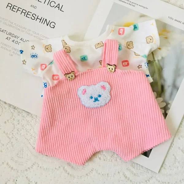 Lina Bear 30cm Doll Clothes Handmade Change Clothes T-shirt and Suspenders Suit Stuffed Cartoon Jointed Bear Dolls Outfit