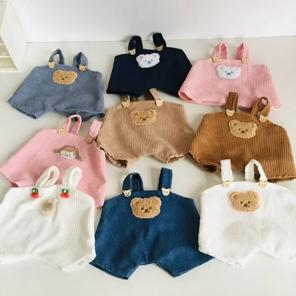 Lina Bear 30cm Doll Clothes Handmade Change Clothes T-shirt and Suspenders Suit Stuffed Cartoon Jointed Bear Dolls Outfit