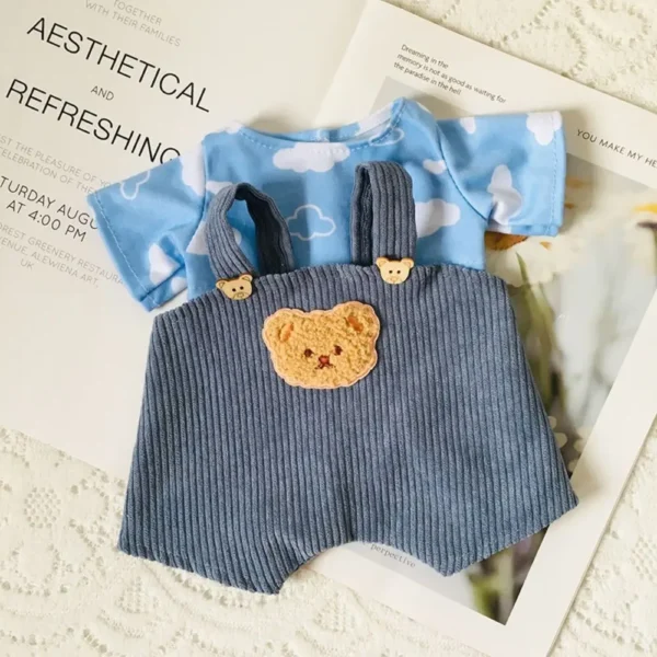Lina Bear 30cm Doll Clothes Handmade Change Clothes T-shirt and Suspenders Suit Stuffed Cartoon Jointed Bear Dolls Outfit
