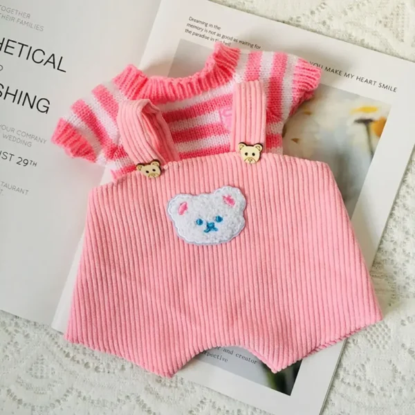 Lina Bear 30cm Doll Clothes Handmade Change Clothes T-shirt and Suspenders Suit Stuffed Cartoon Jointed Bear Dolls Outfit