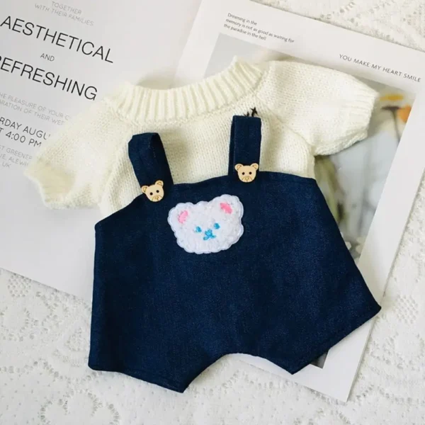 Lina Bear 30cm Doll Clothes Handmade Change Clothes T-shirt and Suspenders Suit Stuffed Cartoon Jointed Bear Dolls Outfit