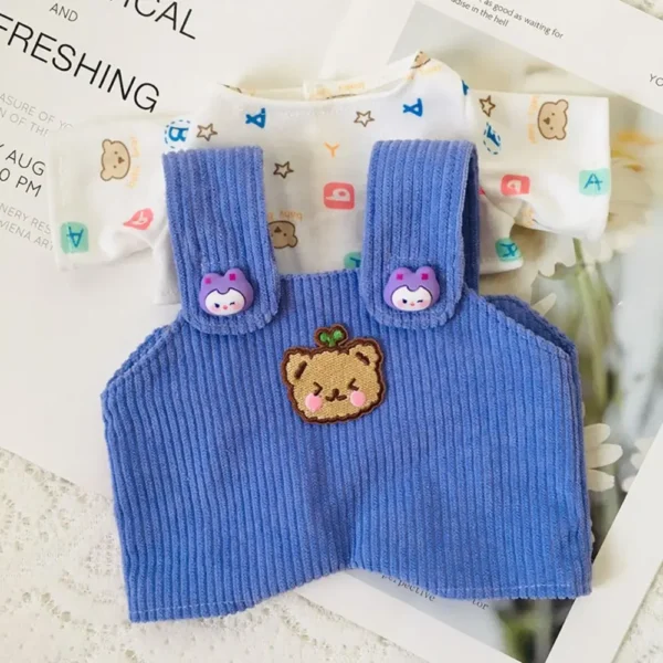 Lina Bear 30cm Doll Clothes Handmade Change Clothes T-shirt and Suspenders Suit Stuffed Cartoon Jointed Bear Dolls Outfit