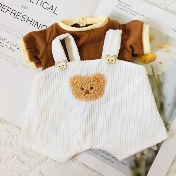 Lina Bear 30cm Doll Clothes Handmade Change Clothes T-shirt and Suspenders Suit Stuffed Cartoon Jointed Bear Dolls Outfit